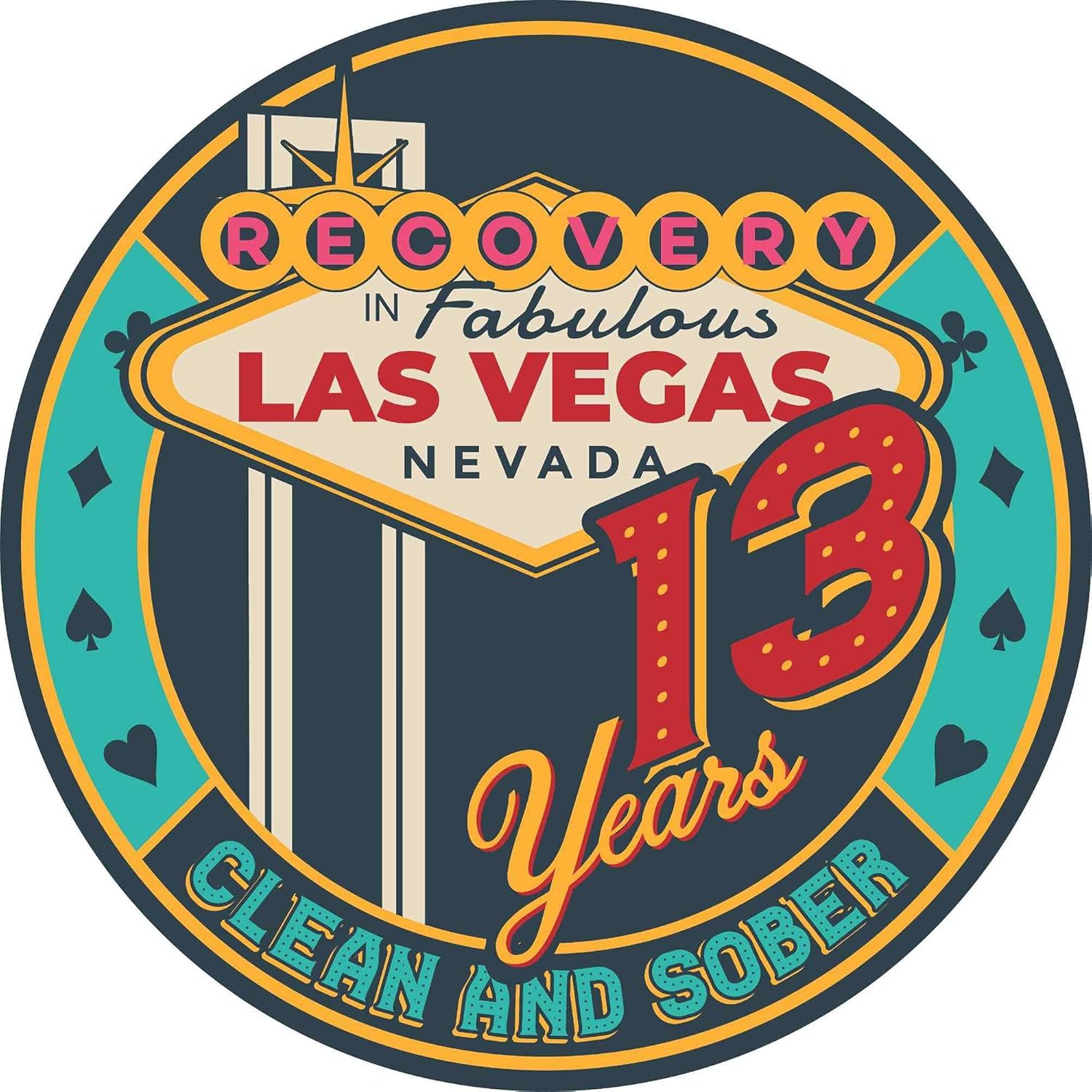 Las Vegas Recovery AA chip Available in Years 1-50 Sober Medallion for 12 Step Programs