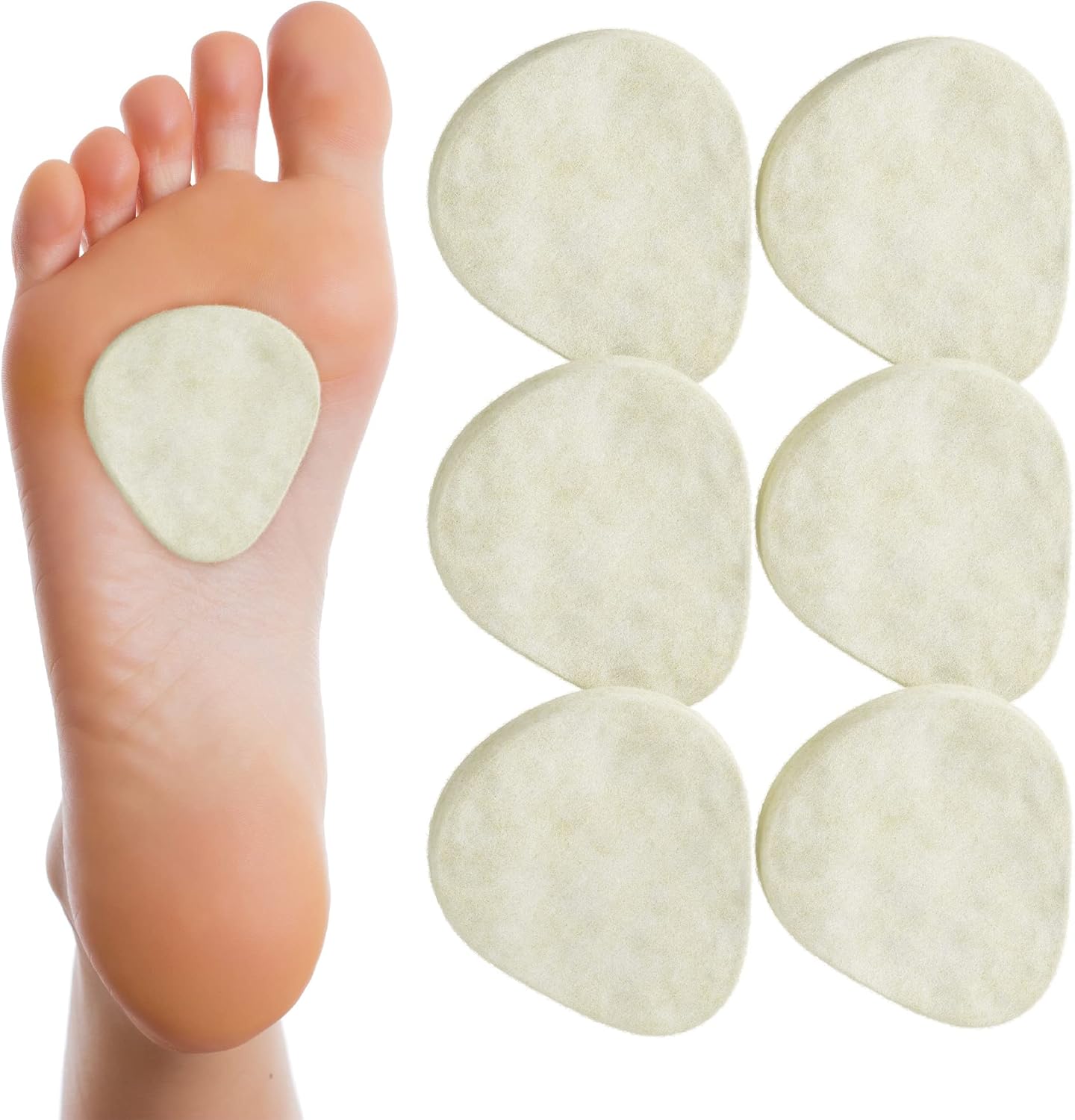 MARS WELLNESS Metatarsal Felt Foot Pad 1/8" Thick - USA Made - 6 Pairs (12 Pieces)
