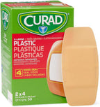 CURAD Plastic Adhesive Bandage 2" x 4", Not Made from Natural Rubber Latex, Each