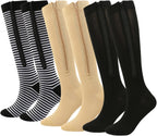 Valcatch 3 Pairs Zipper Compression Socks for Women Men 20-30 mmHg Support Hose Stockings Calf Knee High Running Walking