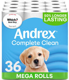 Andrex Classic Clean Mega Toilet Roll - 36 Mega XL Rolls - Same Quality Toilet Roll, Lasts Even Longer, 36 Mega Toilet Rolls = 54 Standard Toilet Rolls