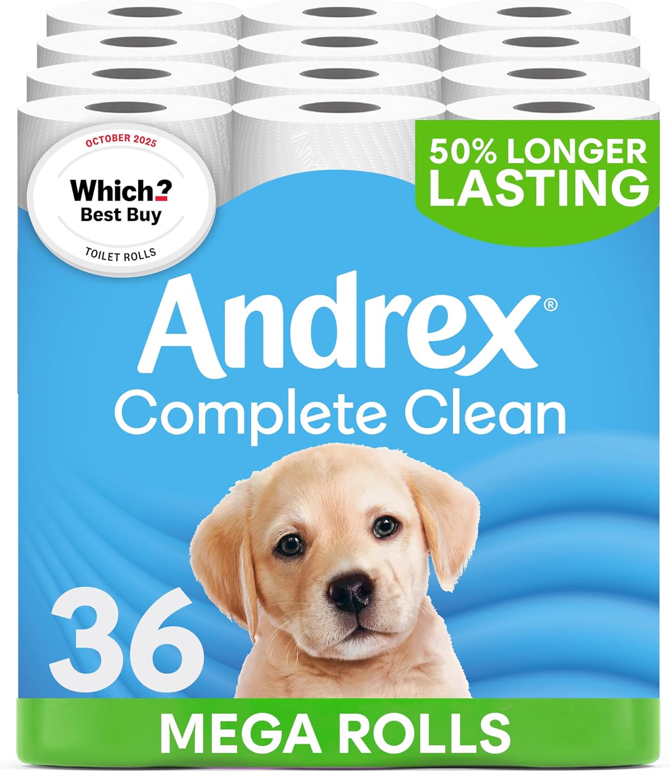 Andrex Classic Clean Mega Toilet Roll - 36 Mega XL Rolls - Same Quality Toilet Roll, Lasts Even Longer, 36 Mega Toilet Rolls = 54 Standard Toilet Rolls