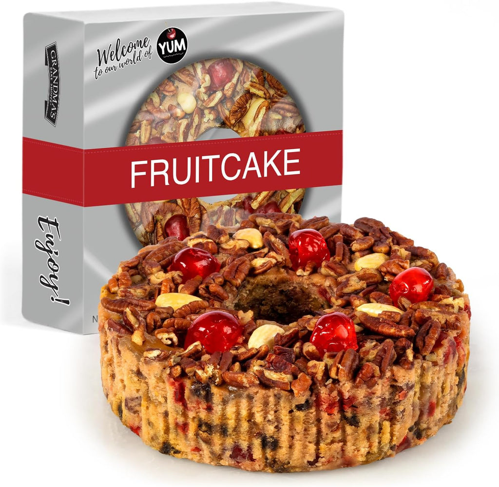 Beatrice Bakery Co. Original Fruitcake, Grandma's Old Fashioned Fruit and Nut Freshly Made, Brandy, Bourbon and Rum Fruitcake, Est. 1917 (32 oz Box)
