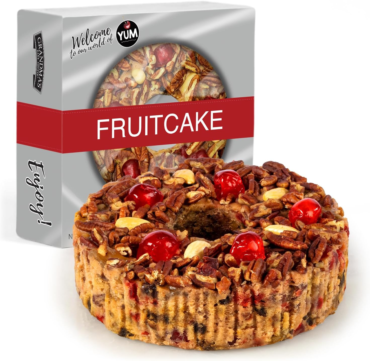 Beatrice Bakery Co. Original Fruitcake, Grandma's Old Fashioned Fruit and Nut Freshly Made, Brandy, Bourbon and Rum Fruitcake, Est. 1917 (32 oz Box)