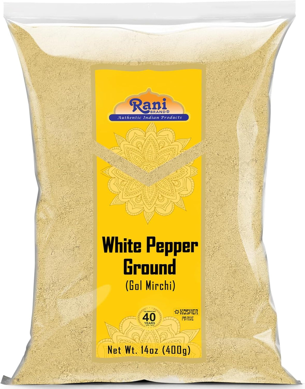 Rani White Pepper (Gol Mirch), Ground Spice 14oz (400g) ~ All Natural | Vegan | Gluten Friendly | NON-GMO | Kosher | Indian Origin