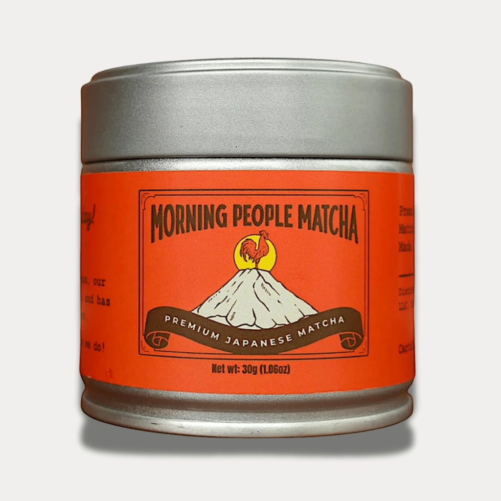 Morning People Matcha – Organic Ceremonial Grade Matcha Green Tea Powder, First Harvest Shade-Grown Leaves, Stone-Milled in Japan, 30g Tin (15 Servings)