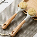 2pcs Kitchen Wooden Long Handle Cleaning Brush Pan Pot Bowl Tableware Dish Washing Home Tool