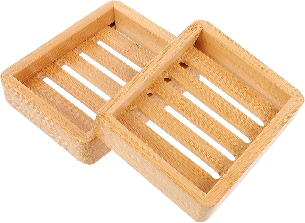 Cabilock 2 Pcs Wooden Soap Box Shower for Bar Soap Holder Body Bath Tray Cleaning Draining Slotted Dish Bar Dish Case Wooden Rack Drain Bamboo