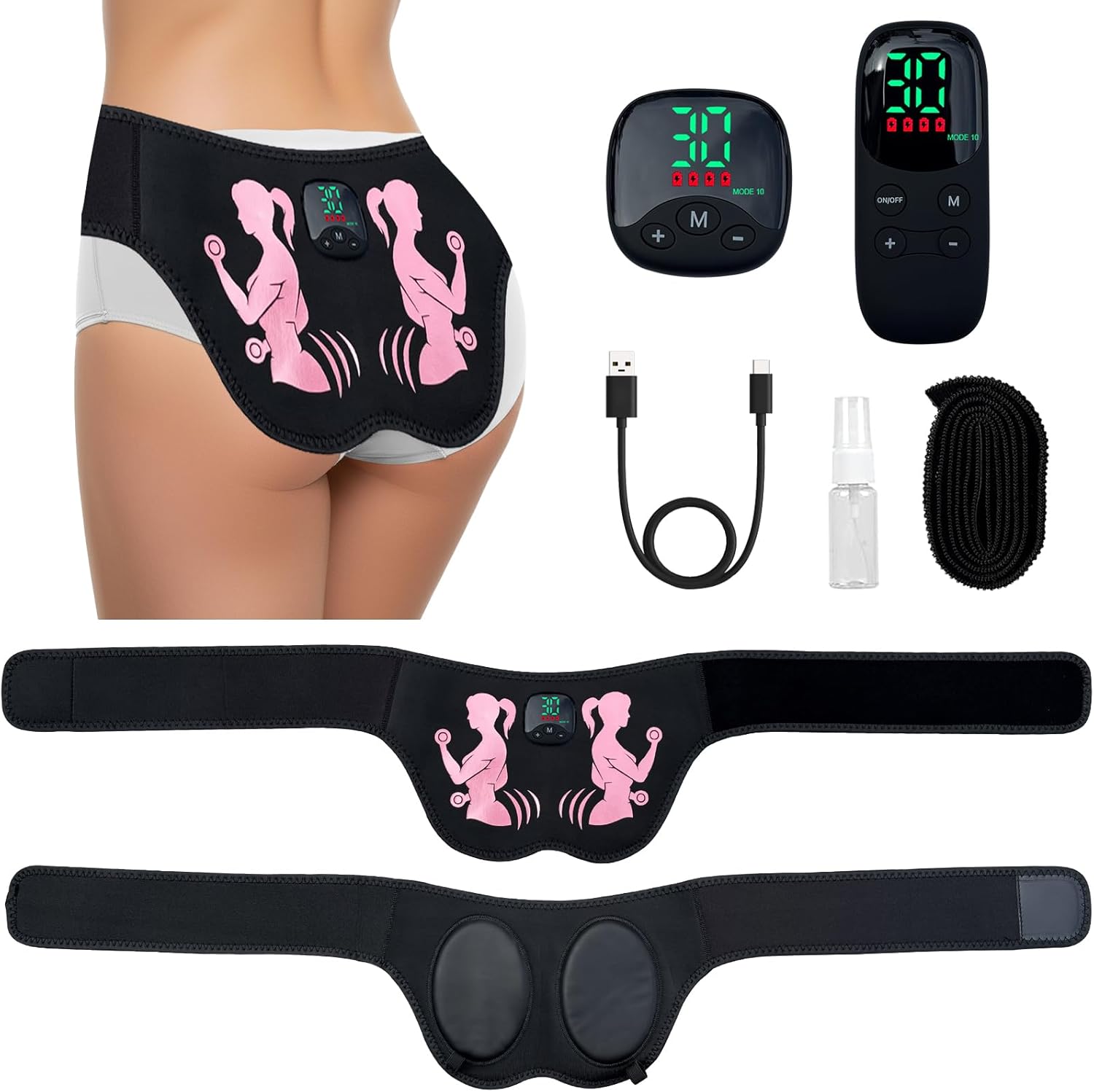 Booty Trainer for Women with Adjustable Settings, Hip Trainer, Electric Butt Lifting Machine Buttocks Fitness Belt, Wearable Glute Exerciser Shape Equipment