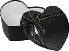 PRETYZOOM Heart Shaped Black Box with Bowknot Lid for Valentines Day Chocolate Candy Flower Packaging, Anniversary Present Box for Weddings and Birthdays