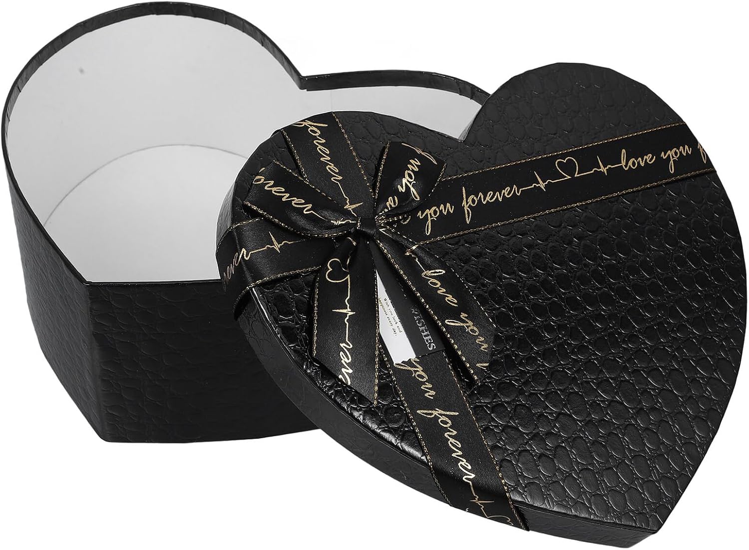 PRETYZOOM Heart Shaped Black Box with Bowknot Lid for Valentines Day Chocolate Candy Flower Packaging, Anniversary Present Box for Weddings and Birthdays