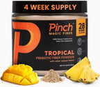 Pinch Magic Sugar Free Fiber Powder – Light Tropical Flavor Psyllium Husk with Bromelain & Vitamins C & D – Vegan, Gluten-Free, Clean Label, USA-Made, GMP-Certified – 28-Day Supply