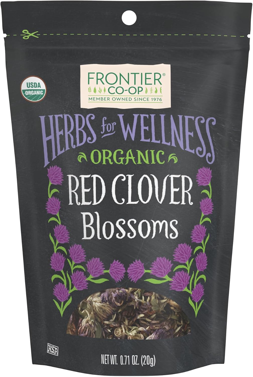 Frontier Co-op Organic Whole Red Clover Blossoms, 0.71oz - Fragrant, Natural and Versatile for Garnishes and Red Clover Tea - Kosher, Non-Irradiated