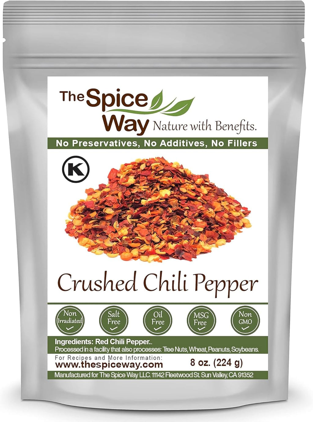 The Spice Way Crushed Red Pepper Flakes - 8 oz - Hot Red chili Pepper Flakes - Premium Quality, All-Natural, and Preservative-Free, Perfect for Adding a Bold Kick to Your Favorite Dishes