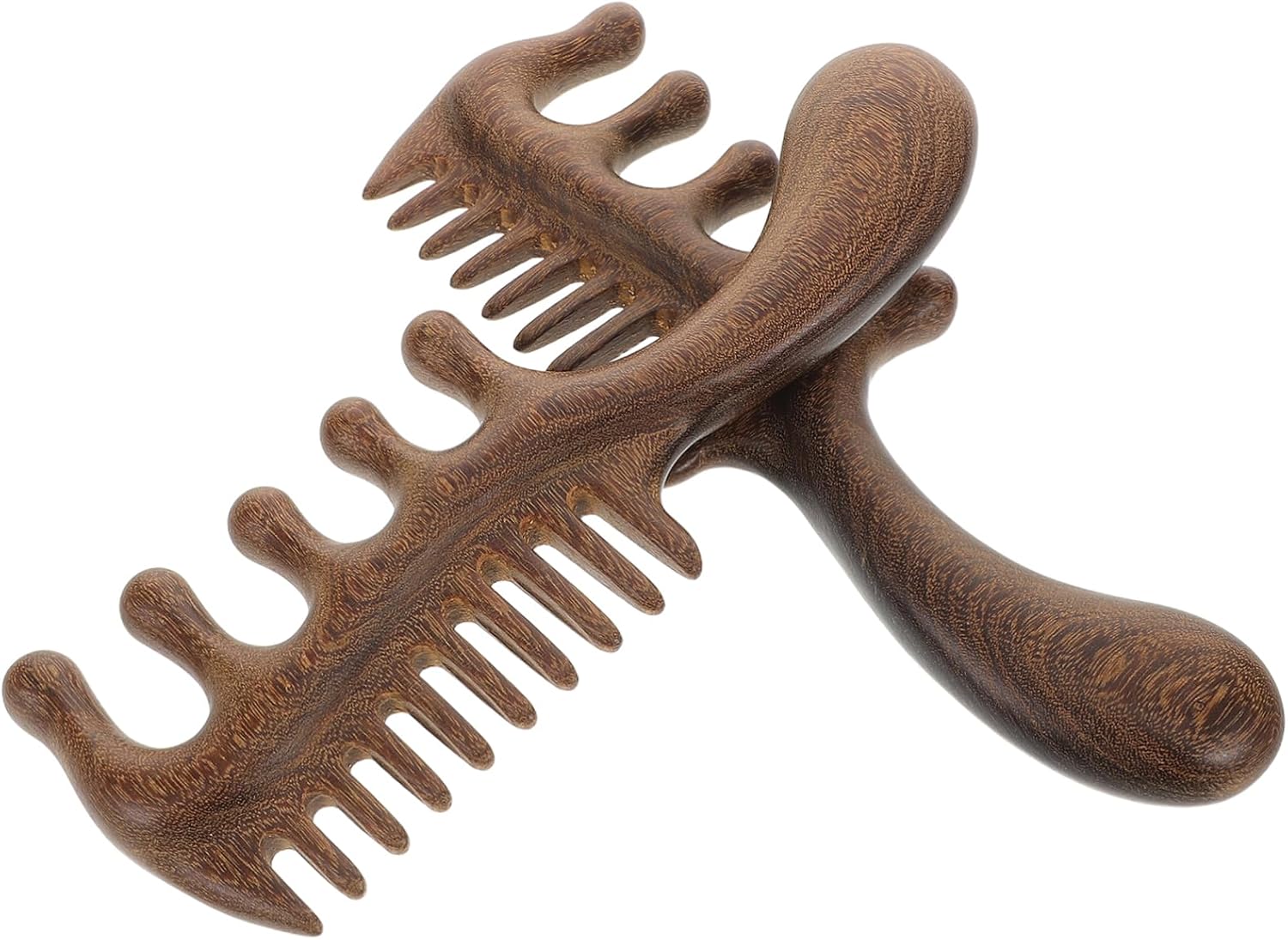 Wooden Scalp Massage Comb with Five Rounded Teeth for Meridian Acupressure and Relaxation Therapy 7.24X2.75X0.78 Inch Portable Scalp Massager Tool