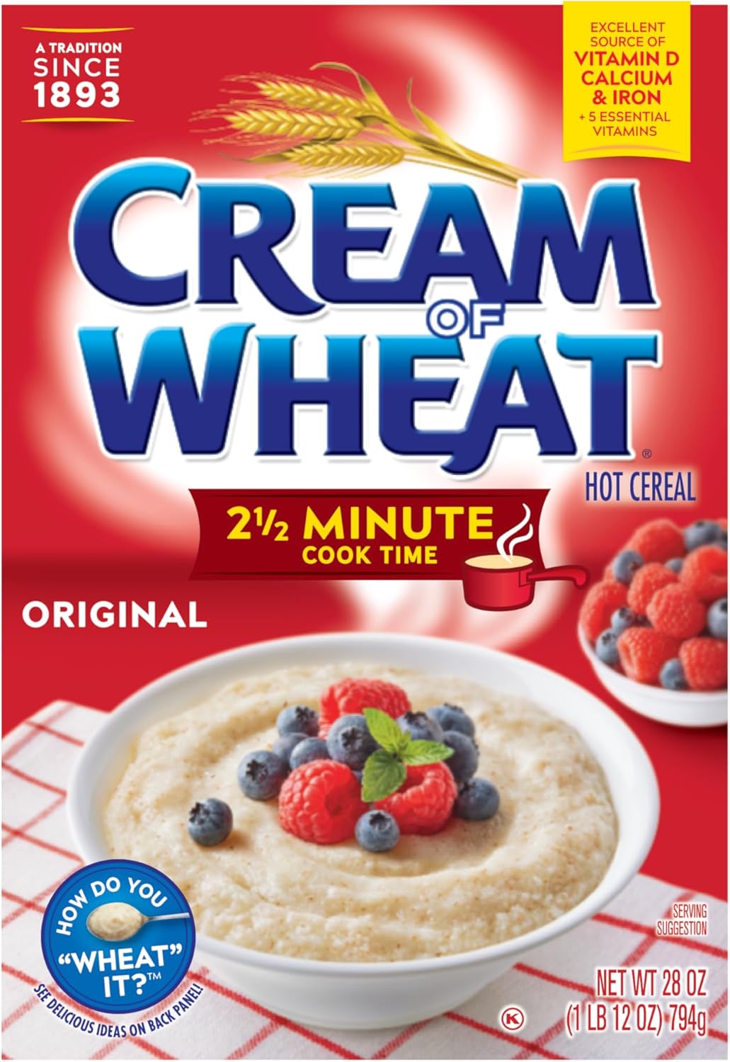 Cream of Wheat Stove Top Hot Cereal, Original, 2 1/2 Minute Cook Time, 28 Ounce