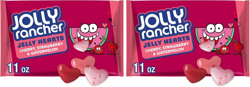 JOLLY RANCHER Assorted Fruit Flavored Jelly Hearts,Valentine's Candy Bag,11 oz,(Pack of 2)