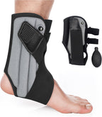 Inflatable Ankle Brace with Dual Airbag Support, Adjustable Compression Elastic Cross Straps for Sprains, Minor Injuries, Lightweight Breathable Design