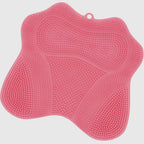 Shower Foot Scrubber Mat,Wall Mounted Back Scrubber Silicone Bath Massager Cushion Brush with Non-Slip Suction Cups,Foot Scrubber for Use in Shower for Improve Skin Exfoliation(Pink)