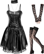 Misa Amane cosplay Faux Leather Goth Dress Outfit Costume Anime Women halloween Clothing Suits