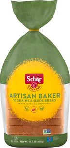 Schär Gluten-Free Artisan Baker Bread, 10 Grains & Seeds, 13.6 oz, 8-Pack – Nutritious, Non-GMO, Packed with Sunflower, Flax, Chia, Millet, and Quinoa, Perfect for Sandwiches or Toast