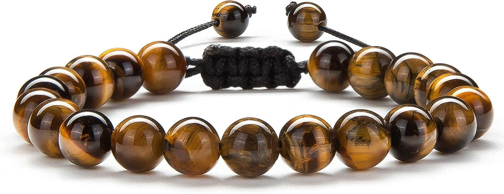 Men Women 8mm Tiger Eye Stone Beads Bracelet Elastic Natural Stone Yoga Bracelet Bangle