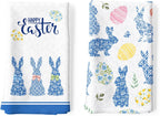 Easter Bunny Egg Tea Towels, Cotton Kitchen Towel 18.9 × 27.5 inch, Quick Drying Dish Cloth for Party Anniversary Holiday Decoration Housewarming Gifts