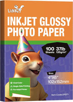 Uinkit 37lb Thin Inkjet Photo Paper 4X6 Inches Professional Glossy 100 Sheets Single Side DIY Chip Bag 135gsm Photos Picture for Inkjet Printer with Dye Ink Brochure (4X6X100)