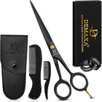 5" Professional Beard Scissors for men Mustache Scissors with 1 Mustache Comb, 1 Beard Comb & Soft Pouch – Prefect Beard shears mustache kit for All Facial Hair – moustache Grooming kit for Men