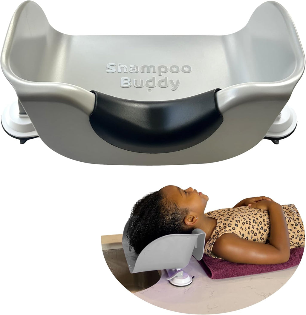 Shampoo Buddy Portable Hair Wash Basin for Children, Toddlers, Kids, Teens | Portable Shampoo Bowl for use on Bathtub or Sink (Grey)