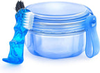 No Leak Partial Denture Case Retainer Bath Box Cup, Denture Soaking Cup False Teeth Holder Box Case with Strainer Basket and Brush - Transparent Blue