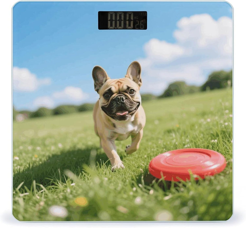 Dog French Bulldog Smart Body Weight, Highly Accurate Digital Weighing Scale with Large LCD Display, Durable Weight Scale for Home Use, Measures Weight Up to 400 Lb/180kg