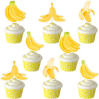 36PCS Bananas Birthday Decorations, One Is Bananas Cupcake Toppers Tropical Fruit Theme Cupcake Picks Bananas Party Decor for Cute Banana Birthday Baby Shower Party Supplies