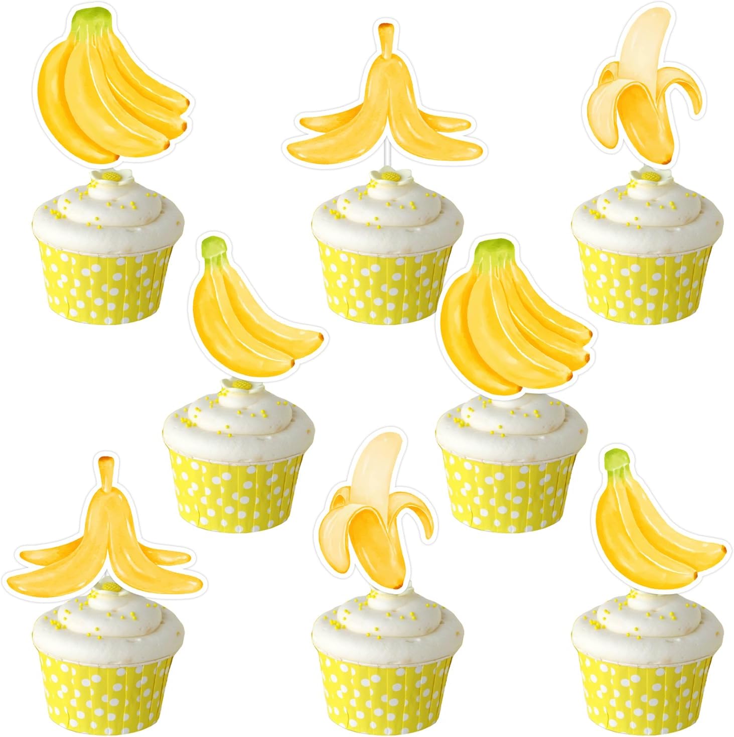 36PCS Bananas Birthday Decorations, One Is Bananas Cupcake Toppers Tropical Fruit Theme Cupcake Picks Bananas Party Decor for Cute Banana Birthday Baby Shower Party Supplies