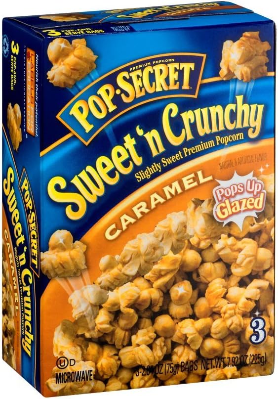 Pop Secret Caramel Microwave Popcorn 3ct Regular, 7.92oz Box (Pack of 1) - Microwave Popcorn, Non-GMO Popcorn, Caramel Crunch
