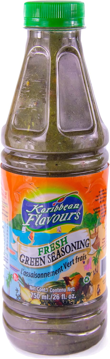 Trinidad Fresh Green Seasoning (26 Fl Oz / 750ML) | Caribbean Marinade | Condimento Verde Fresco | Halal | Vegan | Perfect Seasoning For Chicken Fish And Meats