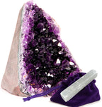 Premium Amethyst Geode Stone Cluster [2.5 to 3 lb.] - Each Piece is Unique & Natural - Real Raw Healing Crystal Rock from Uruguay - Deep Purple Decoration - FREE 3" Selenite Wand