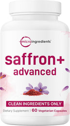 Micro Ingredients Saffron+ Advanced Supplements, 60 Veggie Capsules – 10-in-1 with Saffron Extract, High Absorption Fat-Soluble Vitamin C, Magnesium, Turmeric & KSM-66 Ashwagandha – Filler Free