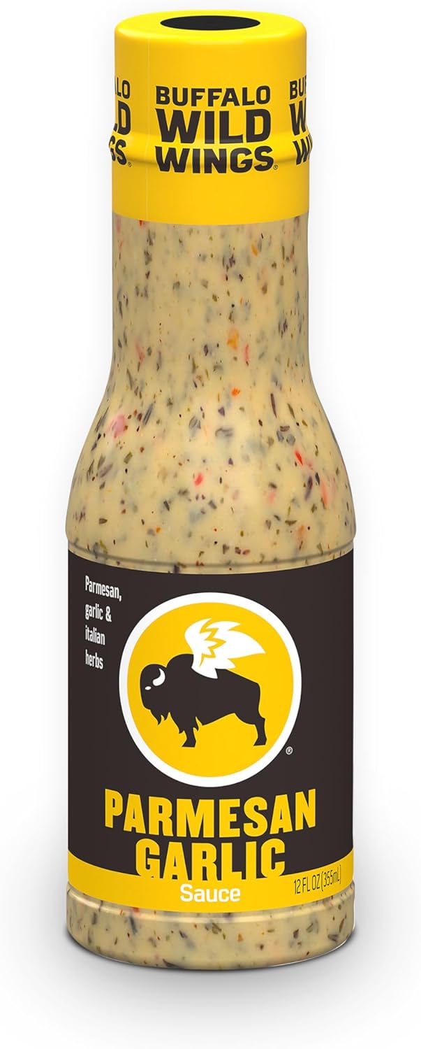 Buffalo Wild Wings Parmesan Garlic Sauce, 12 fl. oz., Perfect Dipping Sauce, Chicken Marinade, Chicken Parmesan Topping and Wing Seasoning, Made with Italian Herbs