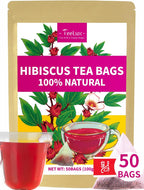 TeeLux Hibiscus Tea Bags, Natural Hibiscus Flowers Herbal Tea, Caffeine Free, Refreshing Tart Flavor, Hot & Iced Tea, 50 Count