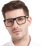 MARE AZZURO Oversized Square Reading Glasses Men Large Readers Big Face 1.0 1.25 1.5 1.75 2.0 2.25 2.5 2.75 3.0 3.5 4.0 5.0 6.0 (Black, 1.50)
