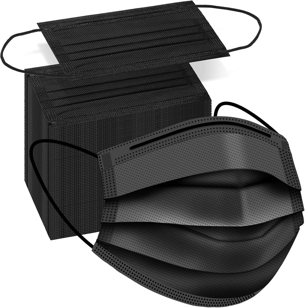 ZTANPS 100 PCS Disposable Face Masks, Black Disposable Masks, 3 Ply Protection Face Masks