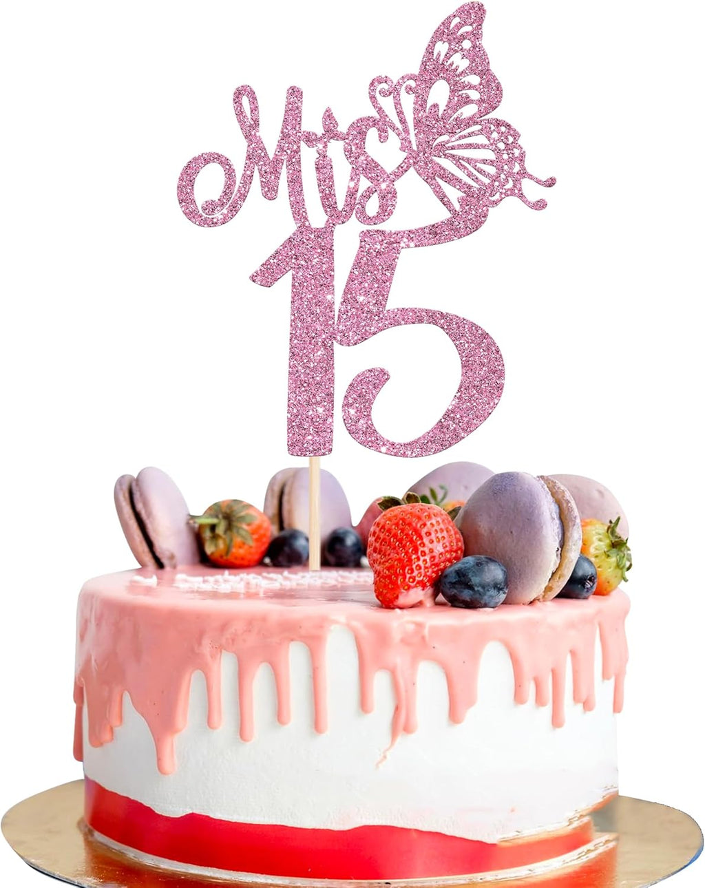 Rsstarxi 1 Pack Mis 15 Cake Topper Happy 15th Birthday Party Decorations Glitter Hello 15 Fabulous Cake Pick for Cheers to 15 Years Old Birthday Wedding Anniversary Party Decotations Purple