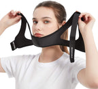 Adjustable Chin Strap for CPAP Users - Chin Strap for Snoring Face Mask Bandage Keeping Mouth Closed - No Dry Mouth Nasal Breathing Anti Snoring for Women and Men (Black)