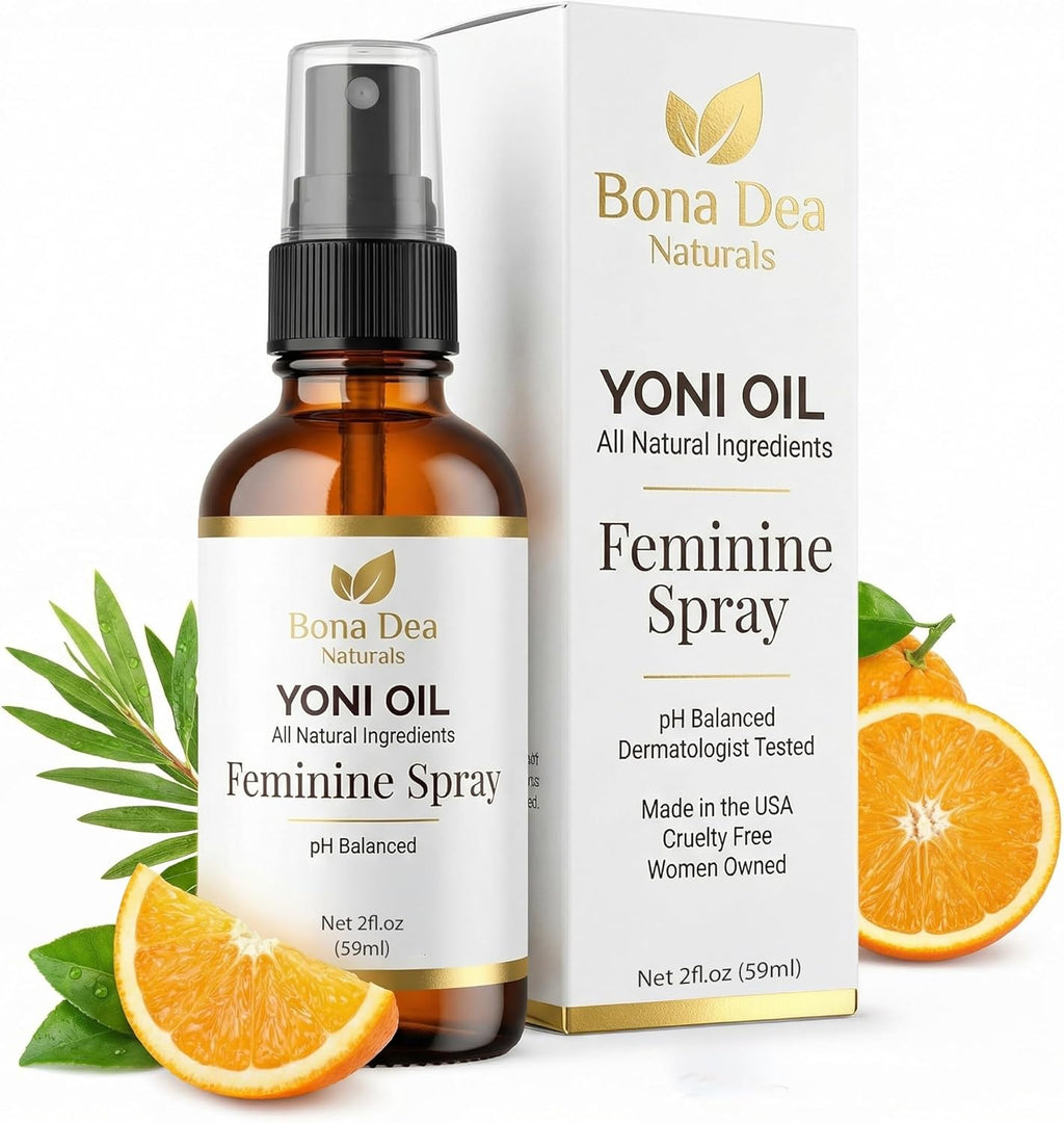Feminine Spray for Women – All Natural Yoni Oil Deodorant & Moisturizer, Organic Essential Oils, Chemical-Free Perineal Massage Oil for Pregnancy, Sensitive Vaginal Care | 2 oz Spray