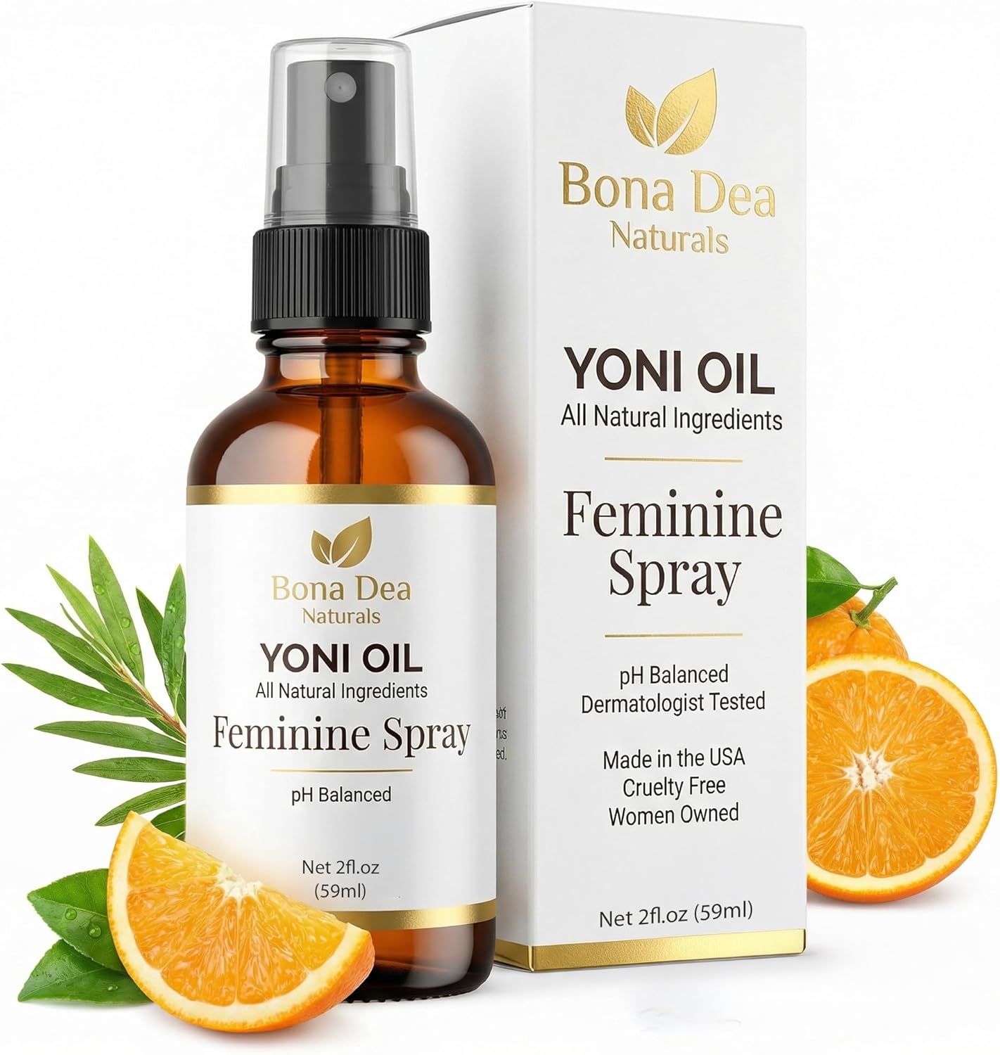 Feminine Spray for Women – All Natural Yoni Oil Deodorant & Moisturizer, Organic Essential Oils, Chemical-Free Perineal Massage Oil for Pregnancy, Sensitive Vaginal Care | 2 oz Spray