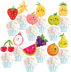 24Pcs Tutti Frutti Cupcake Toppers Cartoon Watermelon Lemon Strawberry Cherry Orange Cupcake Picks for Tutti Frutti Baby Shower Summers Fruit Birthday Cupcake Decorations