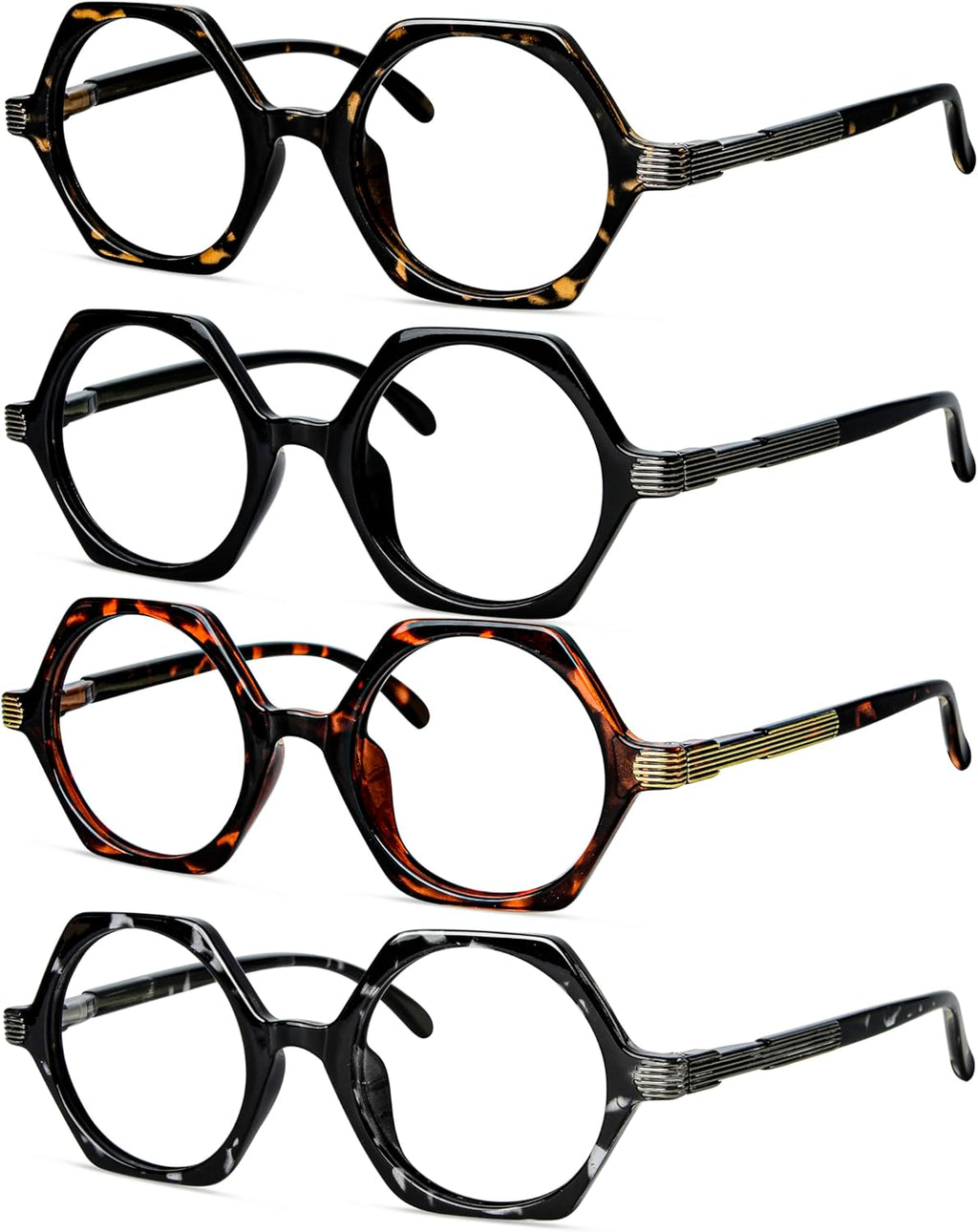 Eyekepper 4 Packing Small Vintage Reading Glasses for Women - Retro Reading Eyeglasses Mini Odd Readers Men +2.50