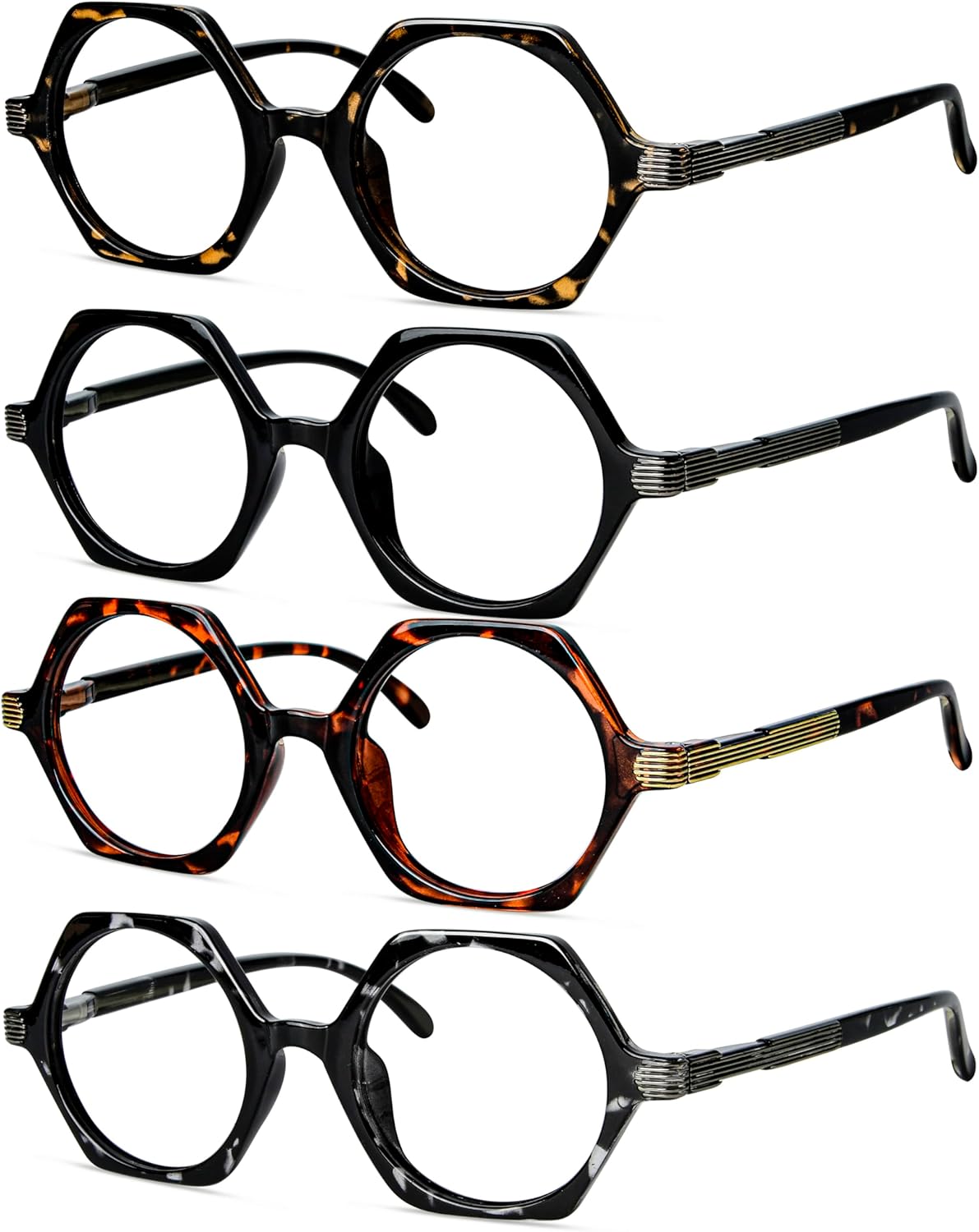 Eyekepper 4 Packing Small Vintage Reading Glasses for Women - Retro Reading Eyeglasses Mini Odd Readers Men +2.75