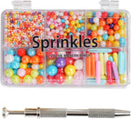 Kasvan Rainbow Mix Sugar Sprinkles - Edible Candy Pearls with 4-Claw Sprinkle Pen,118g/4.16 Oz, Gift Box Pack, Baking Cake Decorations, Ice Cream Toppings and Cookie Decorating (Rainbow)